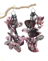 Dramatic STATEMENT EARRINGS HANDMADE FROM UPCYCLED PLASTIC BOTTLES - WATER LILY EARRINGS - LONG
