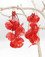 Dramatic STATEMENT EARRINGS HANDMADE FROM UPCYCLED PLASTIC BOTTLES - WATER LILY EARRINGS - LONG