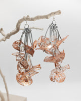 Dramatic STATEMENT EARRINGS HANDMADE FROM UPCYCLED PLASTIC BOTTLES - WATER LILY EARRINGS - LONG