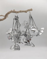 Dramatic STATEMENT EARRINGS HANDMADE FROM UPCYCLED PLASTIC BOTTLES - WATER LILY EARRINGS - LONG
