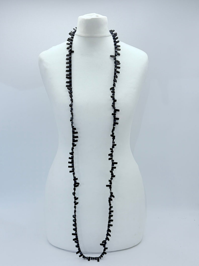 Handmade Recycled Wood Cube Bead Necklace – Eco-Friendly & Unique Design