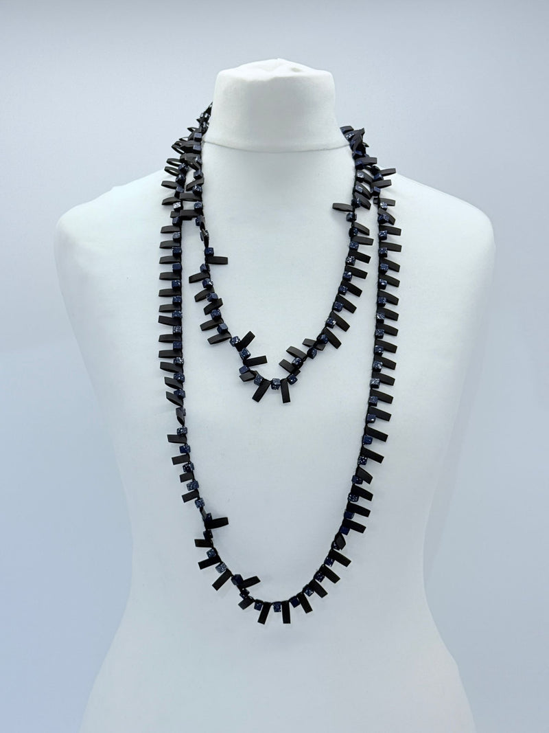 Handmade Recycled Wood Cube Bead Necklace – Eco-Friendly & Unique Design