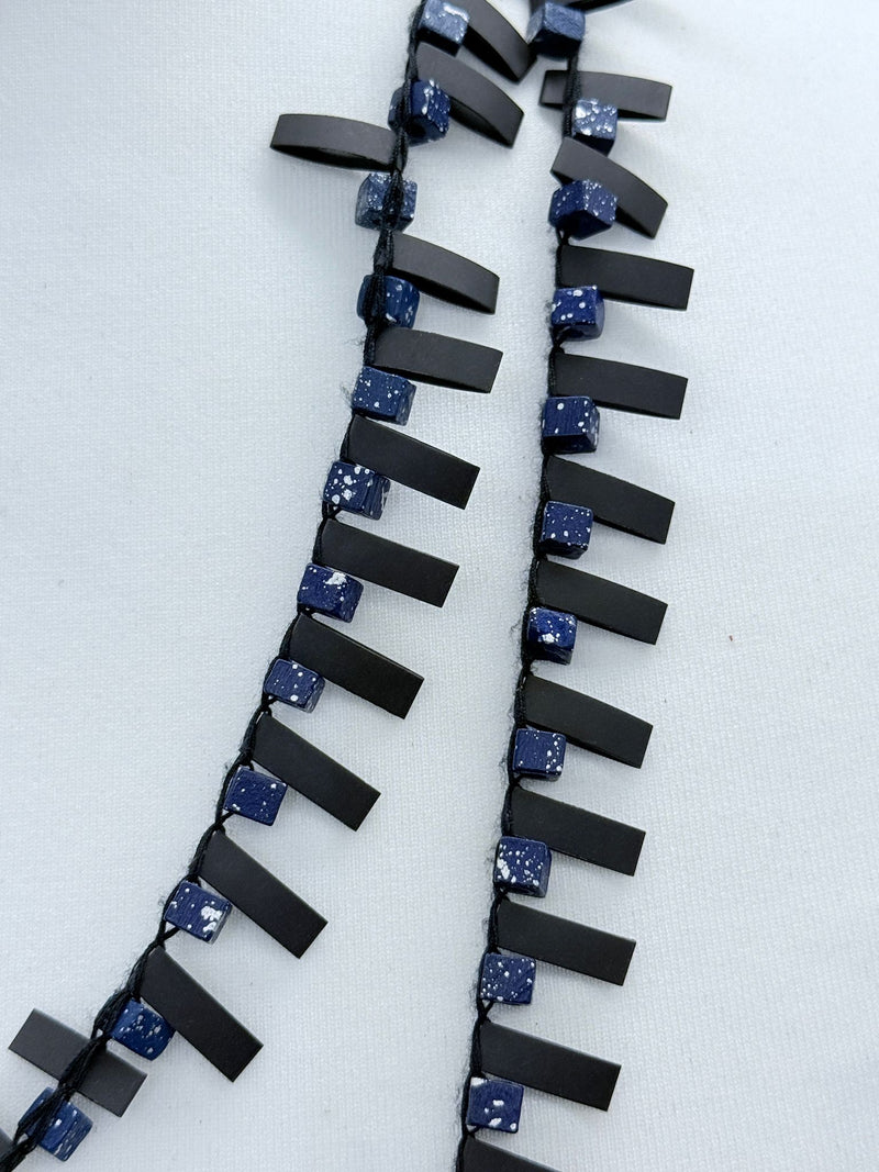 Handmade Recycled Wood Cube Bead Necklace – Eco-Friendly & Unique Design