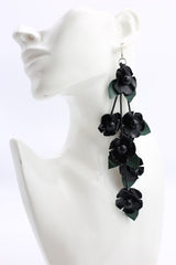 UPCYCLED PLASTIC BOTTLES POPPY WITH GREEN LEAF EARRINGS