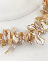 Elegant Handmade Mother of Pearl Statement Necklace – Abstract Design Bridal Jewellery, White & Beige Wedding Necklace Gift for Special Occasions