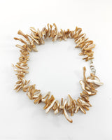 Elegant Handmade Mother of Pearl Statement Necklace – Abstract Design Bridal Jewellery, White & Beige Wedding Necklace Gift for Special Occasions