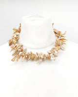 Elegant Handmade Mother of Pearl Statement Necklace – Abstract Design Bridal Jewellery, White & Beige Wedding Necklace Gift for Special Occasions