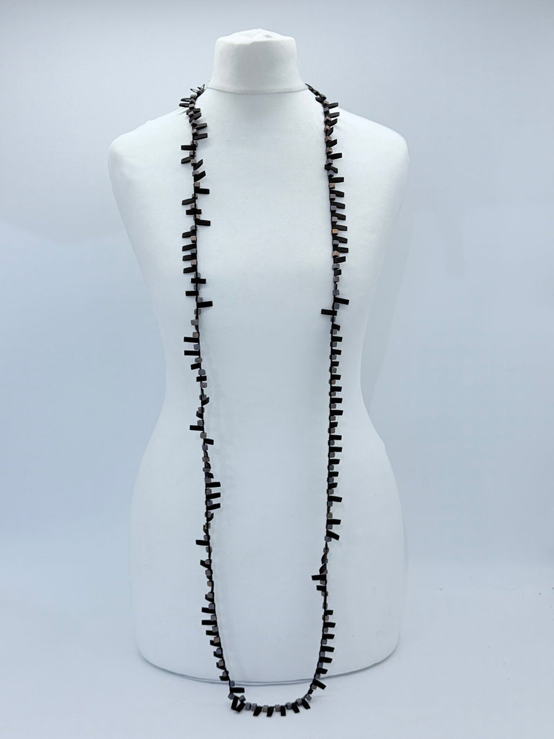 Handmade Recycled Wood Cube Bead Necklace – Eco-Friendly & Unique Design