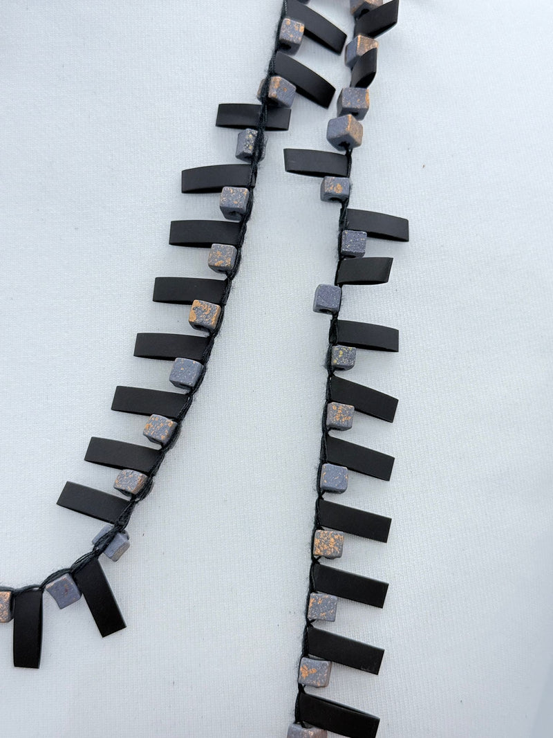 Handmade Recycled Wood Cube Bead Necklace – Eco-Friendly & Unique Design