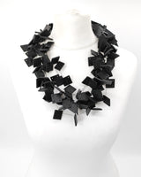 Falling leaves - Wooden squares on fishing wire necklace