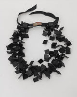 Falling leaves - Wooden squares on fishing wire necklace