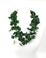 Falling leaves - Wooden squares on fishing wire necklace