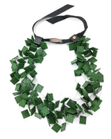 Falling leaves - Wooden squares on fishing wire necklace