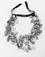 Falling leaves - Wooden squares on fishing wire necklace