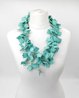Falling leaves - Wooden squares on fishing wire necklace