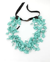 Falling leaves - Wooden squares on fishing wire necklace