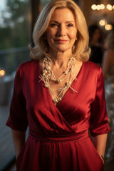 Faux Pearls on Leatherette Chain Necklace - Small