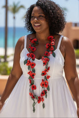 Flamingo Lily Flower Necklace – Handmade from Recycled Plastic Bottle, Unique Statement Eco Jewelry