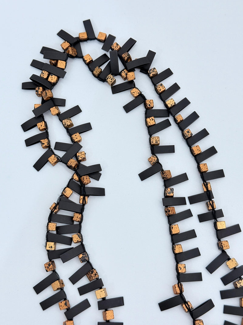 Handmade Recycled Wood Cube Bead Necklace – Eco-Friendly & Unique Design