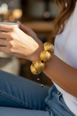 Giant Textured Wood Bead Statement Bracelet – Lightweight Recycled Wood Jewellery