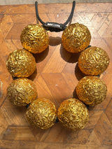 Giant Textured Wood Bead Statement Necklace – Lightweight Recycled Wood Jewellery