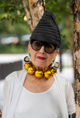 Giant wooden beads lightweight statement necklace handmade from recycled wood
