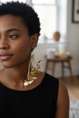 HANDMADE STATEMENT EARRINGS FROM UPCYCLED PLASTIC BOTTLES - WATER LILY EARRINGS - HAND GILDED & HAND PAINTED