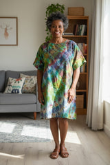 Hand Dyed Batik Cotton Duster - Colorful Summer Cover Up for Women