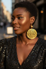 Oversized Hand Carved Coconut Shell Dangle Earrings | Large Sustainable Statement Jewellery