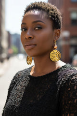 Hand Carved Coconut Shell Dangle Earrings | Sustainable Statement Jewellery