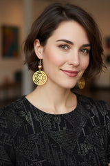 Hand Carved Coconut Shell Dangle Earrings | Sustainable Statement Jewellery