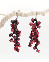 Handmade Iris Pashmina Hand-crocheted Tassel Earrings - Hand-painted - Sustainable Jewelry