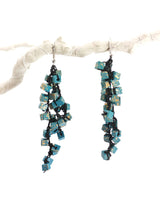 Handmade Iris Pashmina Hand-crocheted Tassel Earrings - Hand-painted - Sustainable Jewelry