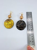 Hand Carved Coconut Shell Dangle Earrings | Sustainable Statement Jewellery
