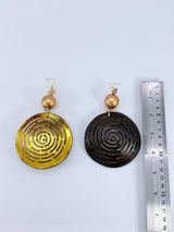Oversized Hand Carved Coconut Shell Dangle Earrings | Large Sustainable Statement Jewellery