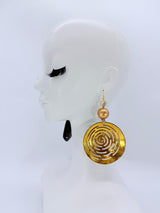 Oversized Hand Carved Coconut Shell Dangle Earrings | Large Sustainable Statement Jewellery