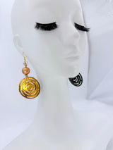 Hand Carved Coconut Shell Dangle Earrings | Sustainable Statement Jewellery