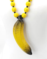 Handcrafted Banana Pendant Necklace – Recycled Wood Statement Boho Jewelry Inspired by Andy Warhol