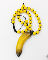 Handcrafted Banana Pendant Necklace – Recycled Wood Statement Boho Jewelry Inspired by Andy Warhol