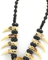 Handmade Asmat Ethnic Bone Necklace with Big Skull Pendant