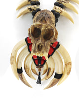 Handmade Asmat Ethnic Bone Necklace with Big Skull Pendant