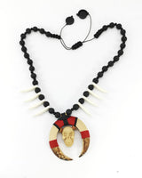 Handmade Asmat Ethnic Bone Necklace with Small Skull Pendant