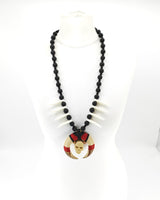 Handmade Asmat Ethnic Bone Necklace with Small Skull Pendant