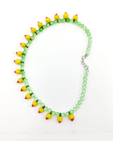 Handmade vintage crystal beads and Lemon shape glass beads Necklace