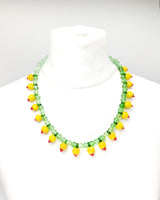 Handmade vintage crystal beads and Lemon shape glass beads Necklace