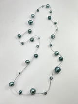 Handmade Faux Pearl Necklace on Leatherette – Adjustable Long or Double Wrap Minimalist Statement Jewelry for Wedding & Party