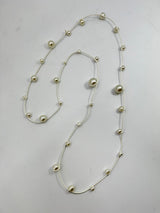 Handmade Faux Pearl Necklace on Leatherette – Adjustable Long or Double Wrap Minimalist Statement Jewelry for Wedding & Party