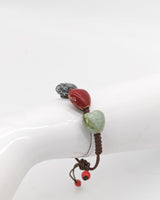 Handmade Glazed Ceramic Hearts Bracelet - Colorful, Valentines Gift