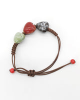 Handmade Glazed Ceramic Hearts Bracelet - Colorful, Valentines Gift