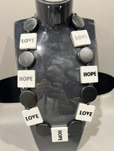 Handmade LOVE & HOPE Wooden Squares & Disks Necklace – Recycled Wood Statement Short Necklace | Eco Friendly Artisan Jewelry Gift for Mom